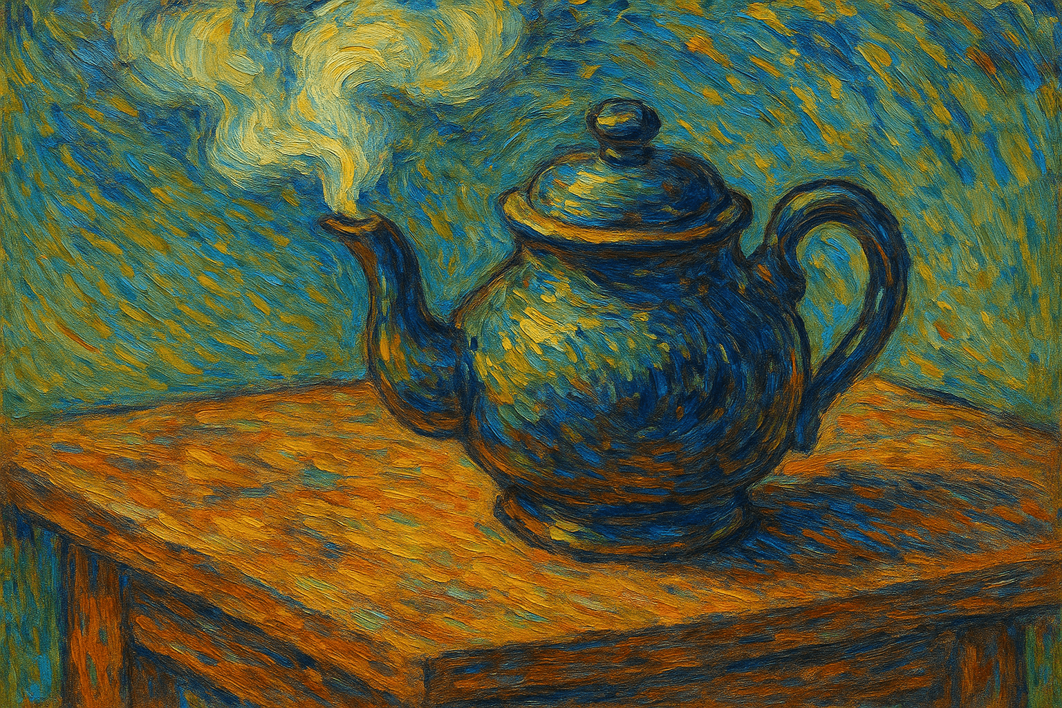 Teapot in the style of Van Gogh.